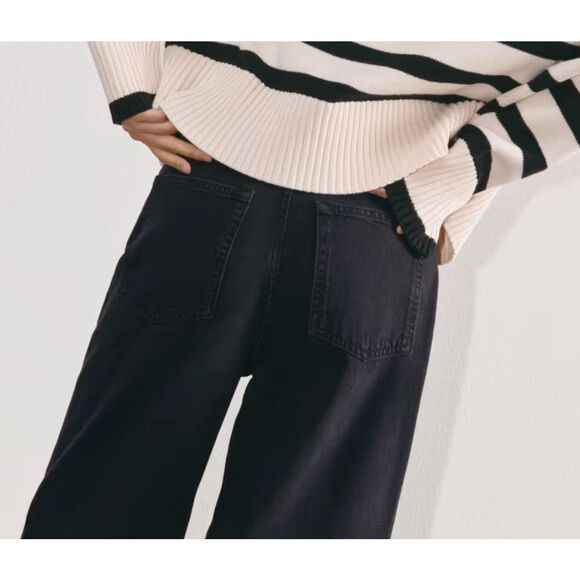 NWT Everlane Black Ink Wash Wide Leg Flared The Baggy Jeans 28 - Picture 5 of 15